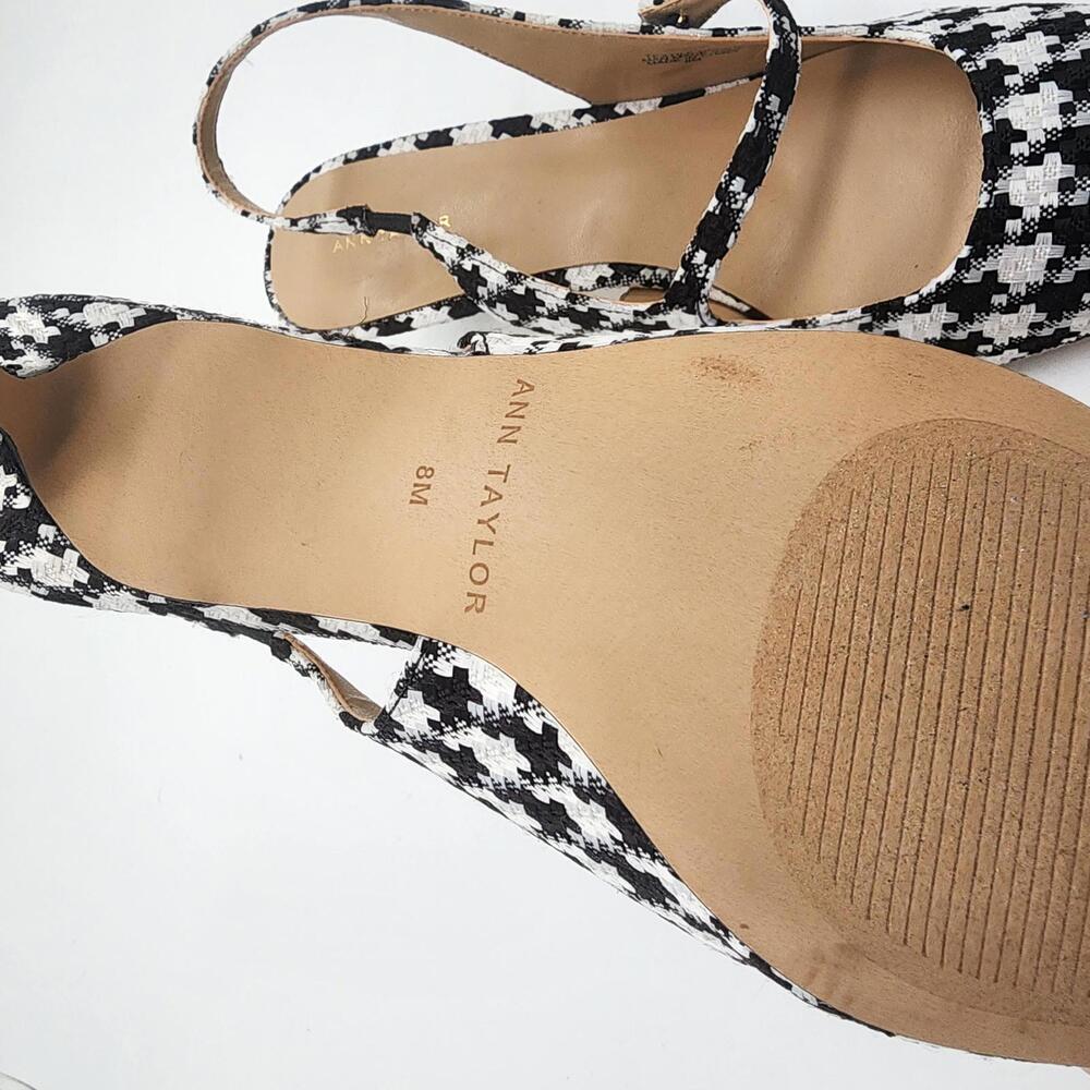 New ann taylor Gingham kitten heel sling 8M black white - Picture 4 of 7